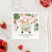 Safari Oerwoud Animals Greenery Pink Balloons Baby Servet (Insitu)