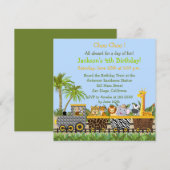 Safari Oerwoud Animals in Train Birthday Invitatio Kaart (Voorkant / Achterkant)
