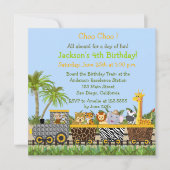 Safari Oerwoud Animals in Train Birthday Invitatio Kaart (Voorkant)