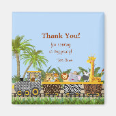 Safari Oerwoud Animals in Train Dank u Magnet (Voorkant)