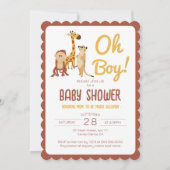 Safari Oerwoud Animals Oh Boy Baby shower Kaart (Voorkant)