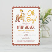 Safari Oerwoud Animals Oh Boy Baby shower Kaart (Staand voorkant)
