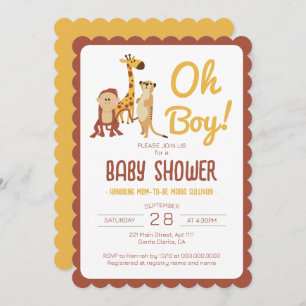 Safari Oerwoud Animals Oh Boy Baby shower Kaart