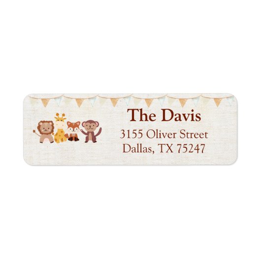 Safari Oerwoud Animals Return Address Label (Voorkant)