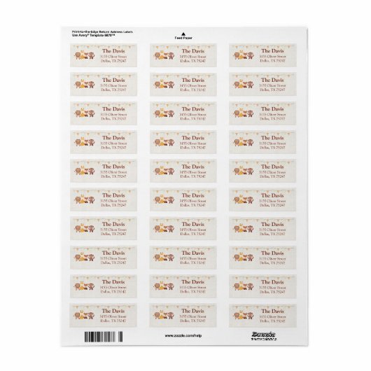 Safari Oerwoud Animals Return Address Label (Full Sheet)