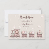 Safari Oerwoud Animals Train Baby shower Dank u Kaart (Voorkant)