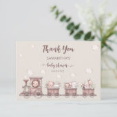 Safari Oerwoud Animals Train Baby shower Dank u Kaart (Staand voorkant)