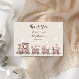 Safari Oerwoud Animals Train Baby shower Dank u Kaart