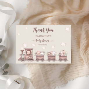 Safari Oerwoud Animals Train Baby shower Dank u Kaart