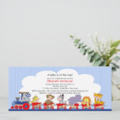 Safari Oerwoud Animals Train Baby shower Invitatio Kaart (Staand voorkant)