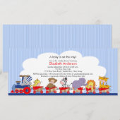 Safari Oerwoud Animals Train Baby shower Invitatio Kaart (Voorkant / Achterkant)