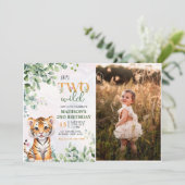 Safari Oerwoud Animals Two Wild 2nd Verjaardag Fot Kaart (Staand voorkant)