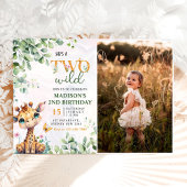 Safari Oerwoud Animals Two Wild 2nd Verjaardag Fot Kaart