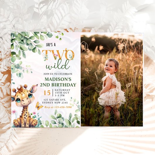 Safari Oerwoud Animals Two Wild 2nd Verjaardag Fot Kaart