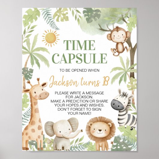Safari Oerwoud Animals Verjaardag Tijd Capsule Sig Poster (Voorkant)
