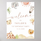 SAFARI Oerwoud Animals Verjaardag Welkom Poster (Voorkant)