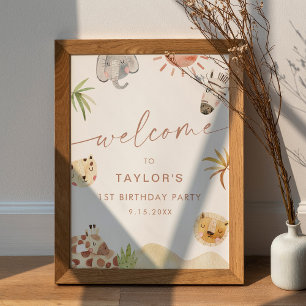 SAFARI Oerwoud Animals Verjaardag Welkom Poster