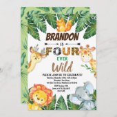 Safari Oerwoud Animals Vier per dag, vier jaar Wil Kaart (Voorkant / Achterkant)