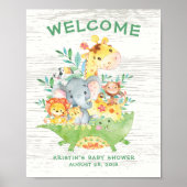 Safari Oerwoud Animals Welkom Baby shower Poster (Voorkant)