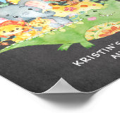 Safari Oerwoud Animals Welkom Baby shower Poster (Hoek)