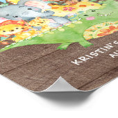 Safari Oerwoud Animals Welkom Baby shower Poster (Hoek)