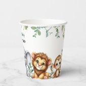 Safari Oerwoud Animals Wild Een 1e Verjaardag Papieren Bekers (Achterkant)