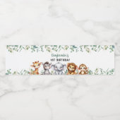 Safari Oerwoud Animals Wild Een 1e Verjaardag Waterfles Etiket (Enkel label)