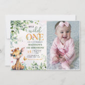 Safari Oerwoud Animals Wild One 1st Birthday Foto Kaart (Voorkant)