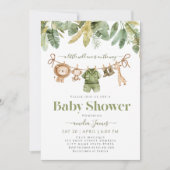 Safari Oerwoud Animals Wild One Boy Baby shower Kaart (Voorkant)