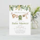 Safari Oerwoud Animals Wild One Boy Baby shower Kaart (Staand voorkant)