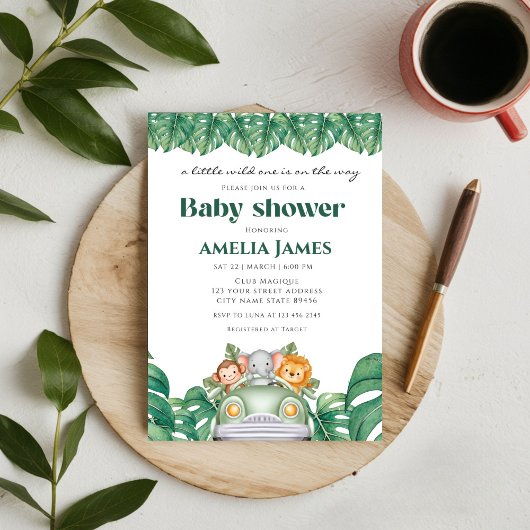 Safari Oerwoud Animals Wild One Boy Baby shower Kaart