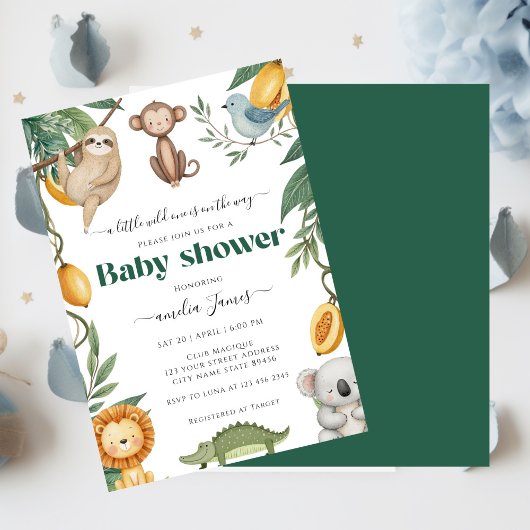 Safari Oerwoud Animals Wild One Boy Baby shower Kaart