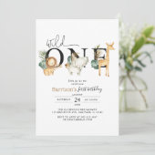 Safari Oerwoud Animals Wild One First Birthday Kaart (Staand voorkant)