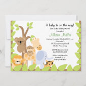 Safari Oerwoud Baby Animails Baby shower Uitnodigi Kaart (Voorkant)