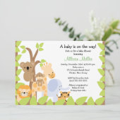 Safari Oerwoud Baby Animails Baby shower Uitnodigi Kaart (Staand voorkant)