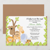Safari Oerwoud Baby Animails Baby shower Uitnodigi Kaart (Voorkant / Achterkant)