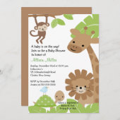 Safari Oerwoud Baby Animails Baby shower Uitnodigi Kaart (Voorkant / Achterkant)