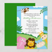 Safari Oerwoud Baby Animails Baby shower Uitnodigi Kaart (Voorkant / Achterkant)