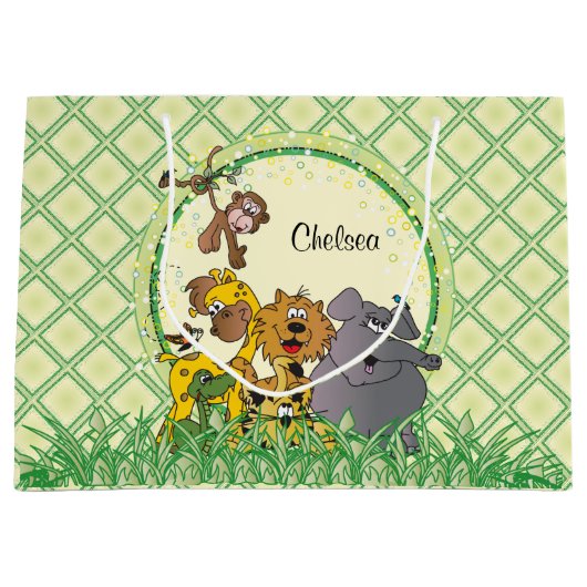 Safari Oerwoud Baby Animal Baby shower Groot Cadeauzakje (Voorkant)