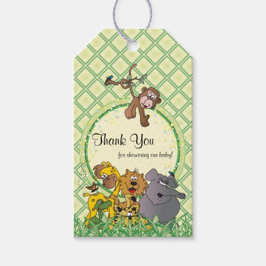 Safari Oerwoud Baby Animals Baby shower Hartelijk  Cadeaulabel (Voorkant)