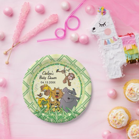 Safari Oerwoud Baby Animals - Baby shower Papieren Bordje (Feest)