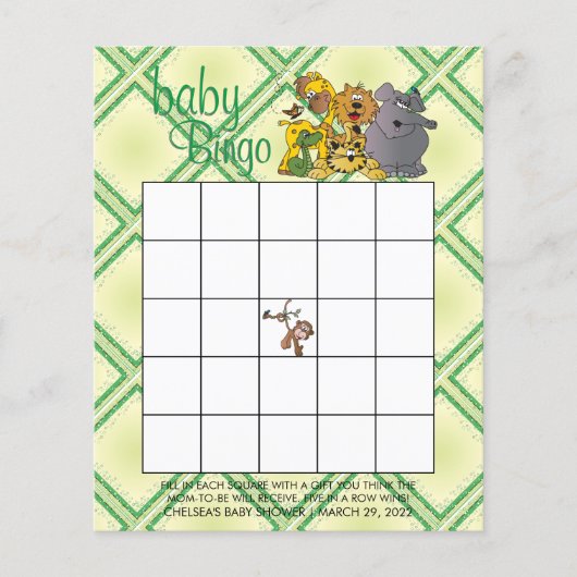 Safari Oerwoud Baby Animals - Bingo Game Flyer (Voorkant)