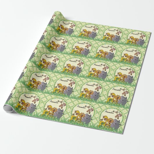 Safari Oerwoud Baby Animals Cadeaupapier (Uitgerold)