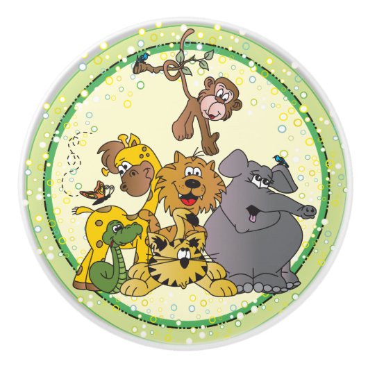 Safari Oerwoud Baby Animals Keramische Knop (Voorkant)