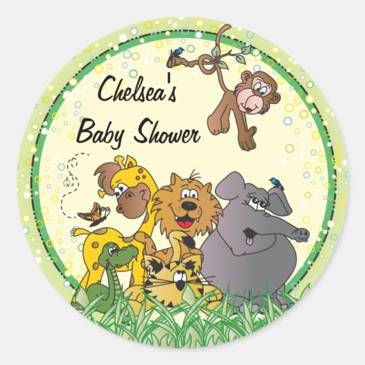 Safari Oerwoud Baby Animals Ronde Sticker (Voorkant)