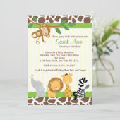 Safari Oerwoud Baby Boy Shower Invitation Kaart (Staand voorkant)