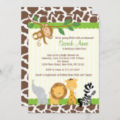 Safari Oerwoud Baby Boy Shower Invitation Kaart (Voorkant / Achterkant)