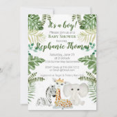 Safari Oerwoud Baby Boy Shower Invitation Kaart (Voorkant)