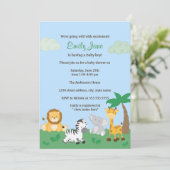Safari Oerwoud Baby Boy Shower Invitation Kaart (Staand voorkant)