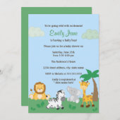 Safari Oerwoud Baby Boy Shower Invitation Kaart (Voorkant / Achterkant)